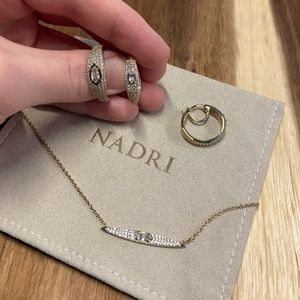SET - Nadri Sterling and White Topaz Como Earrings, Necklace, Ring set